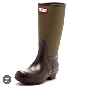 Hunter Arlen Rain Canvas Rubber Boots Women's 8 Military Green Waterproof Shoes